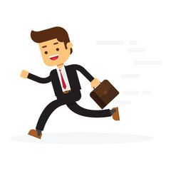 Business man running in suit in full body isolated on background