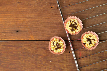Malaysian traditional homemade cookies called as KUIH SARANG SEMUT with chocolate rise served during Eid Fitri.