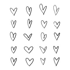 Heart doodles. Hand drawn hearts. Design elements for Valentine's day. Vector EPS 10.