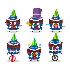 Cartoon character of sweety cake blueberry with various circus shows