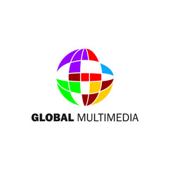 colorful global multimedia icon logo vector. digital media symbols