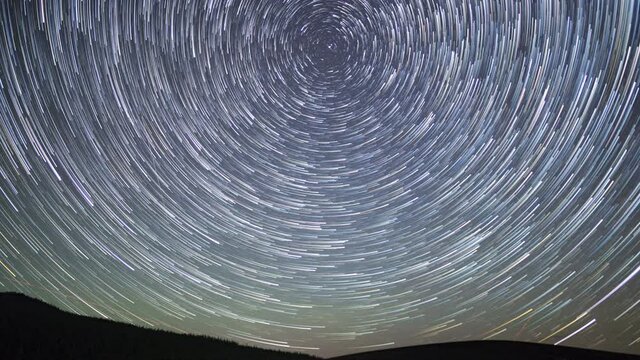 Time lapse of star trails over Lassen Volcanic National Park in California