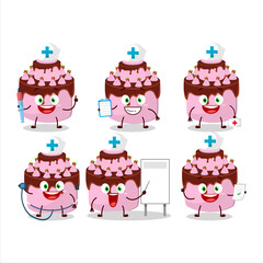 Doctor profession emoticon with sweety cake strawberry cartoon character