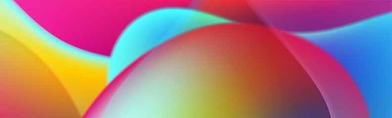 Colorful neon flowing liquid waves abstract banner design. Holographic fluid wavy background. Vector illustration