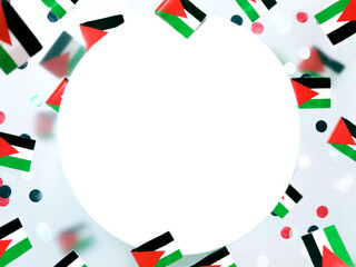 Obraz premium Palestine happy Independence Day from Israel. November 15. National flags on a foggy background, the concept of freedom, patriotism and memory.