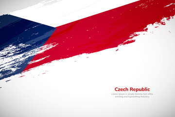 Brush painted grunge flag of Czech Republic country. Hand drawn flag style of Czech Republic. Creative brush stroke concept background