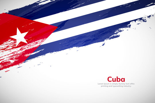Brush painted grunge flag of Cuba country. Hand drawn flag style of Cuba. Creative brush stroke concept background