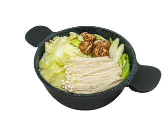 Isolated various fresh vegetables in modern black with stone texture pattern, prepare vegetables for Asian healthy meals as vegetable soup.