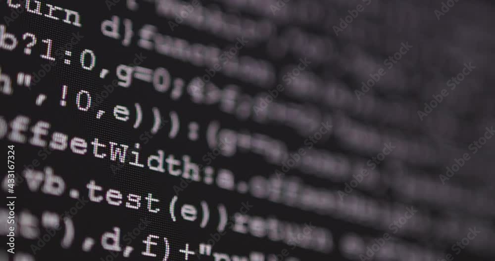 Aufkleber 4K Close up dolly shot programming tag coding on PC Monitor. Background concept for programming and coding web development.