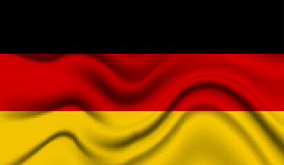 Abstract waving flag of Germany with curved fabric background. Creative realistic waving flag of Germany vector background