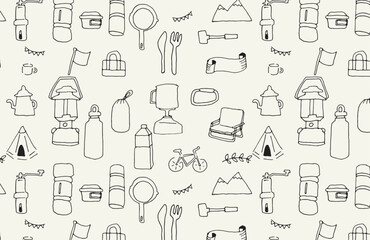 キャンプ　手書き　イラスト