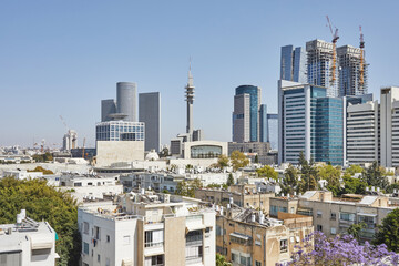 North Tel Aviv view from penthouse in the old district