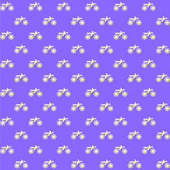 Bike transportation sports on purple background repeat pattern design