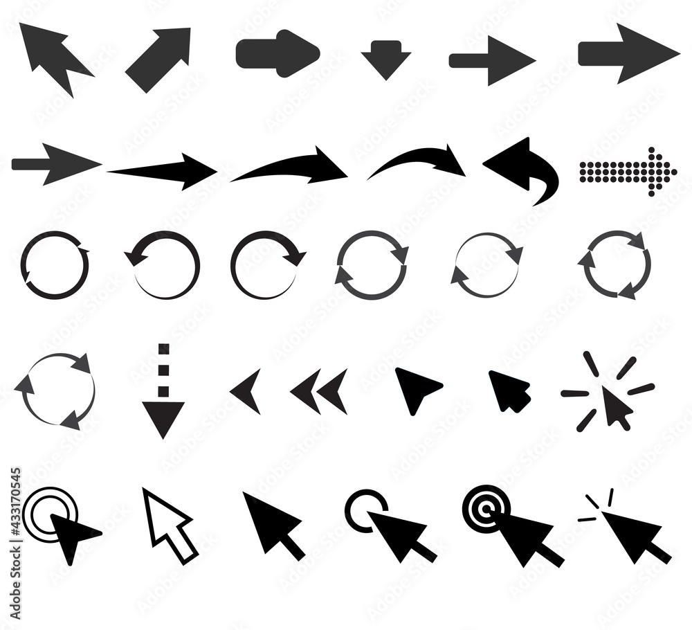 Wall mural set of arrows collection icon on white background. arrow icon collection. cursor and arrows sign.