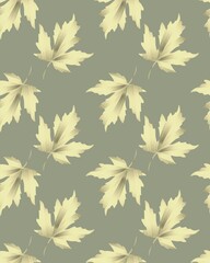 Pattern of autumn maple leaves. Seamless image. A natural illustration. Design of wallpaper, fabrics, textiles, packaging, posters, postcards.