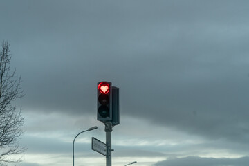 Heart shape traffic light