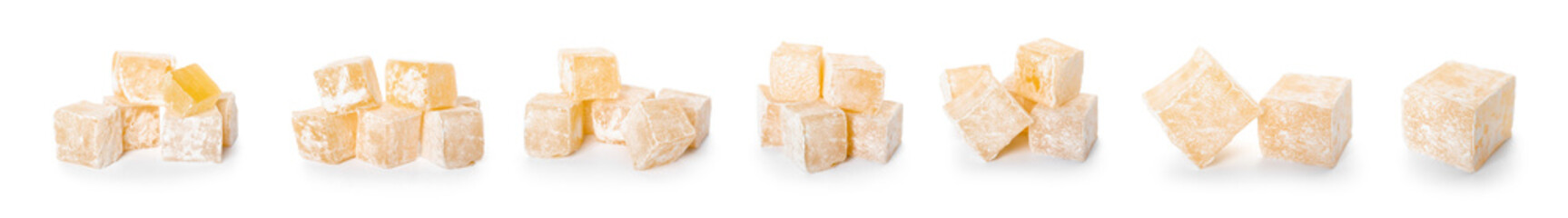 Tasty Turkish delight on white background