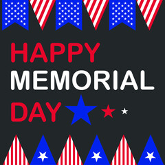 Memorial Day in United States. Remember and Honor.Federal holiday greeting card.National american holiday unique vector illustration with USA flag.Festive poster or banner design