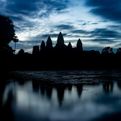 Angkor Wat, Siem Reap, Cambodia. Sunrise at reflection pool