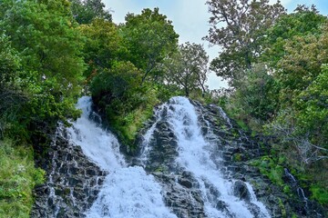 Fototapeta na wymiar ダイナミックなオシンコシンの滝の情景＠知床、北海道