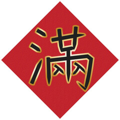 Chinese New Year Decorations. Inverted Chinese character meaning full of every good thing in the coming year, Spring Festival couplet