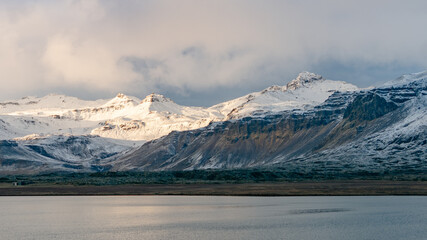 lake in the snow mountains