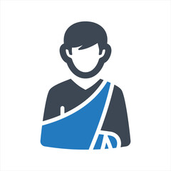 Broken arm icon, injured man icon, vector and glyph