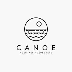 Canoe line art minimalist logo vector illustration design