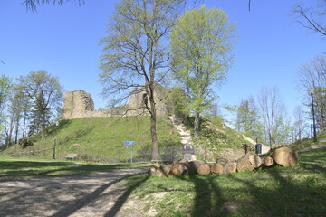 Ruiny królewskiego zamku gotyckiego w Lanckoronie, Małopolska.  - obrazy, fototapety, plakaty