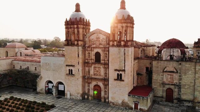 drone flight at sunrise in oaxaca