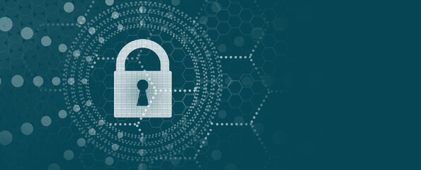 Lock Icon cyber security of digital data network protection