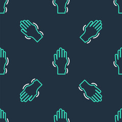 Obraz premium Line Hand with psoriasis or eczema icon isolated seamless pattern on black background. Concept of human skin response to allergen or chronic body problem. Vector
