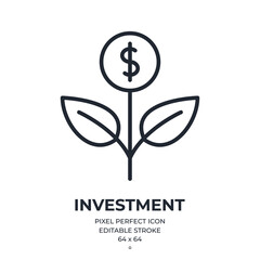 Banking and investment concept editable stroke outline icon isolated on white background flat vector illustration. Pixel perfect. 64 x 64.