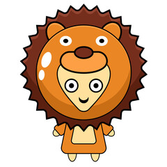Vector illustration of cute little lion costume mascot cartoon character