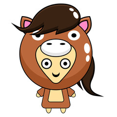 Vector illustration of cute little horse costume mascot cartoon character