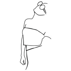 one line continuous drawing wearing top short and eyeglass