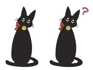 Obraz premium 黒ねこ 首傾げ 2枚セット