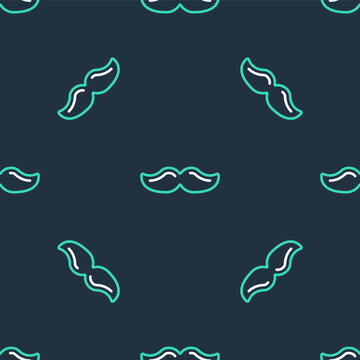Line Mustache icon isolated seamless pattern on black background. Barbershop symbol. Facial hair style. Vector
