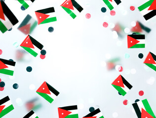 Jordan Independence Day. May 25. National flags on foggy background. concept freedom, patriotism and pride