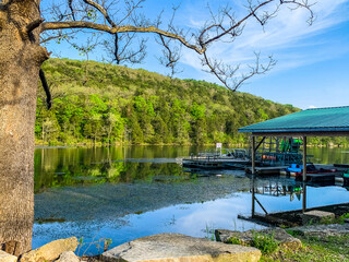 colorful pedal boats at Lake in Arkansas