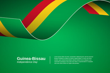 Happy independence day of Guinea Bissau. Creative waving flag banner background. Greeting patriotic nation vector
