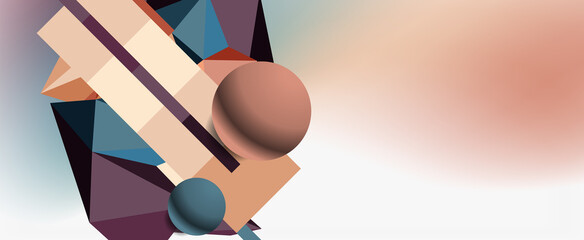 Trendy 3d geometric composition, design template for business or technology presentation, internet poster or web brochure cover