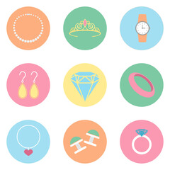 Fototapeta premium Jewelry line icon set. Included icons as gems, jewel, accessories, ring and more.
