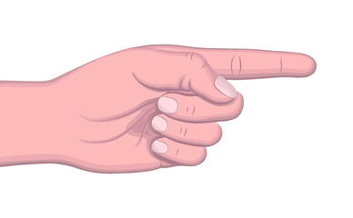 Pointing hand forefinger realistic vector illustration.