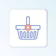 Fototapeta premium Line Shopping basket icon isolated on white background. Online buying concept. Delivery service sign. Shopping cart symbol. Colorful outline concept. Vector