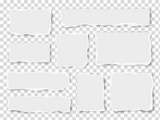 Set of paper different shapes scraps isolated on transparent background