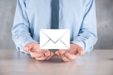 Email and user icon,sign,symbol marketing or newsletter concept, diagram.Sending email.Bulk...