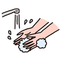 ハンドソープで手を洗っている様子