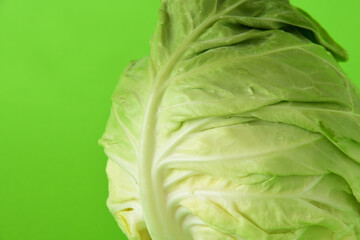Green cabbage isolated on green background