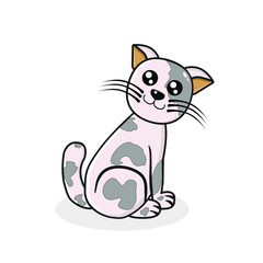 black and white cat vector cartoon character smiling